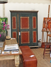 Antiker Bauernschrank, Thüringen, bemalt