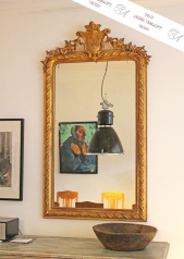 Antiker, großer vergoldeter Spiegel