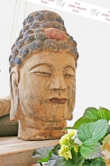 Buddhakopf, farbig gefasst