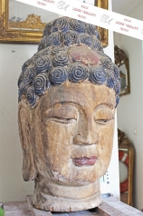 Großer Buddha Kopf, handgeschnitzt
