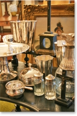 Versilberte Tisch-Accessoires