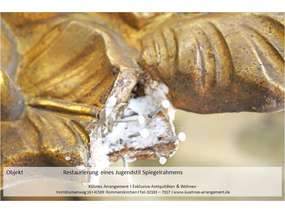 antiker spiegel jugendstil Restaurierung antike spiegel kuehnes arrangement restaurierung antiquitaeten vergolden 
