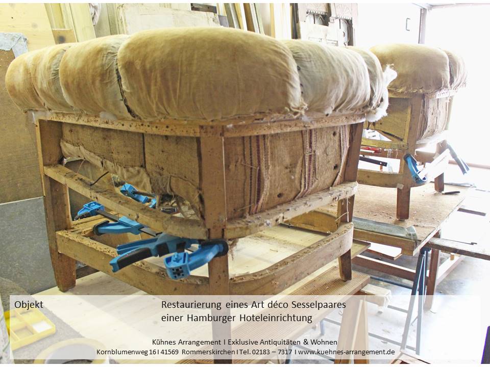 Sesselpaar Art déco Armlehnsessel Olserarbeiten restaurierung kuehnes arrangement interior design 