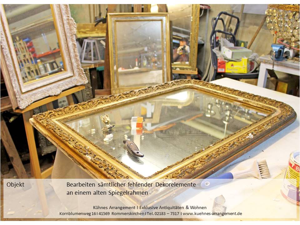 antike spiegel louis philippe prunkspiegel inneneinrichtung  saalspiegel vergoldetrestaurierung kuehnes arrangement interior design 